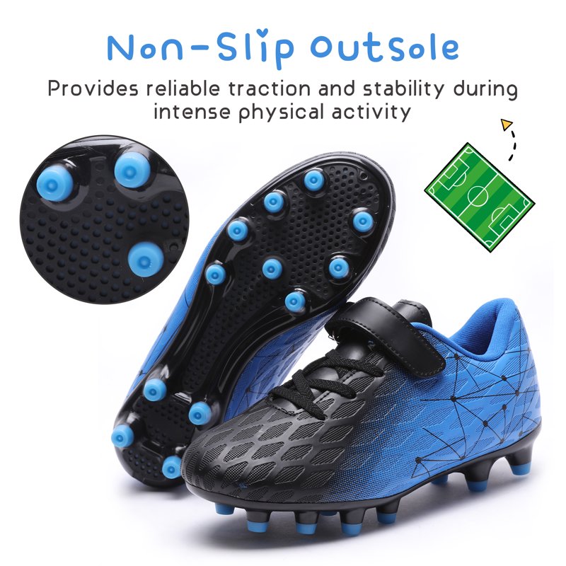 Kids Firm Ground Soccer Cleats – Big Kid, Black/Blue – RDYLBU
