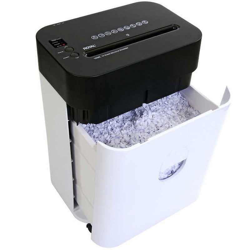 Micro-Cut Paper Shredder 14-Sheet Capacity Auto Start/Stop Black/White