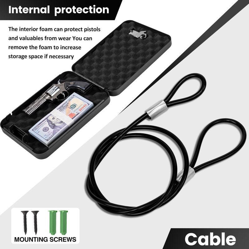 Portable Gun Safe with Combination Lock, Small Handgun Lock Box, Travel Security