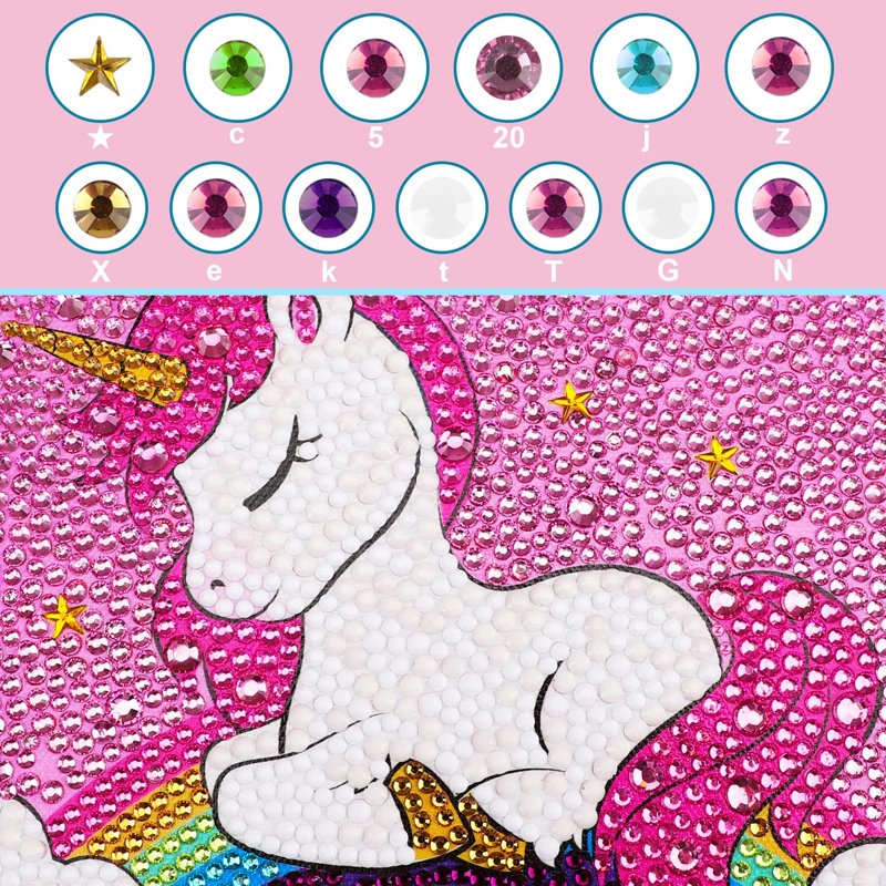 Kids Diamond Painting Kit Unicorn with Wooden Frame - Arts & Crafts Activity for Ages 6-12