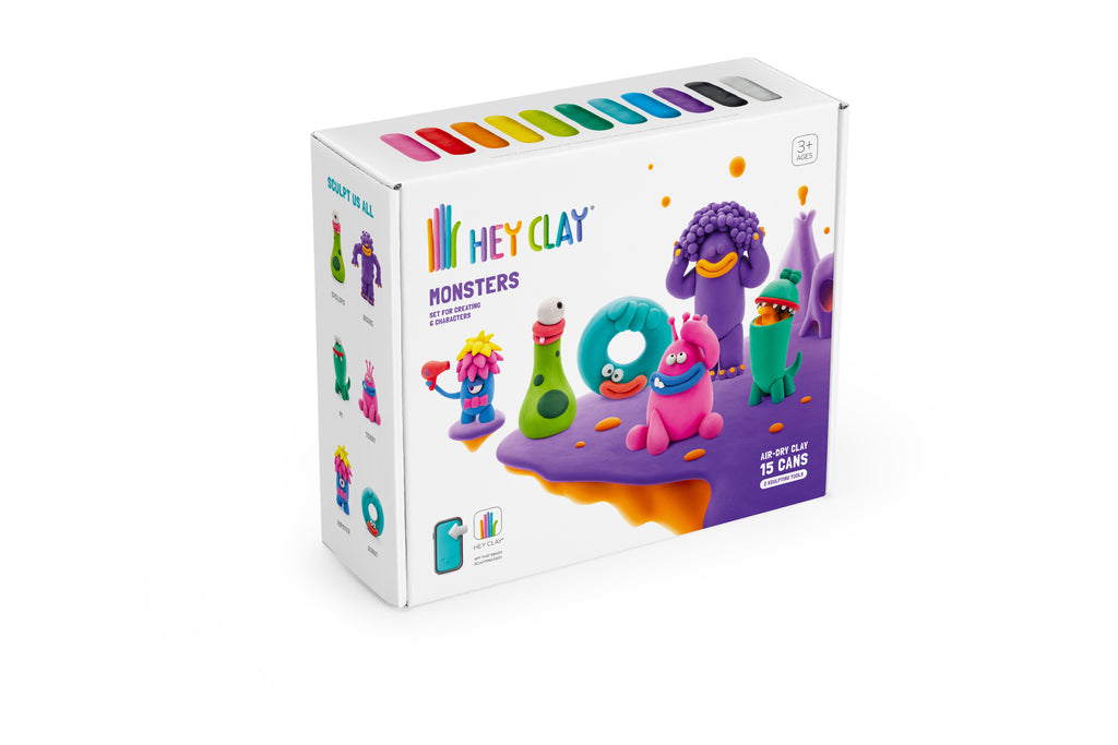 Kids Air Dry Clay Kit with Interactive App - 6 Monster Sculptures, Non-Toxic & Safe for Ages 3+