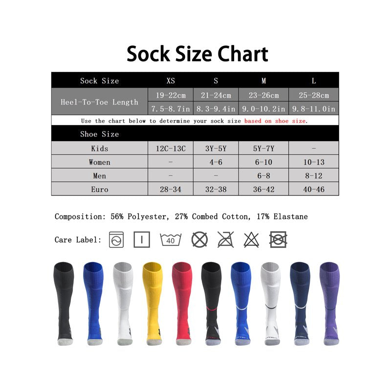 Knee High Soccer Socks for Team Sports - Cushioned Athletic Socks for Boys, Girls, Men & Women
