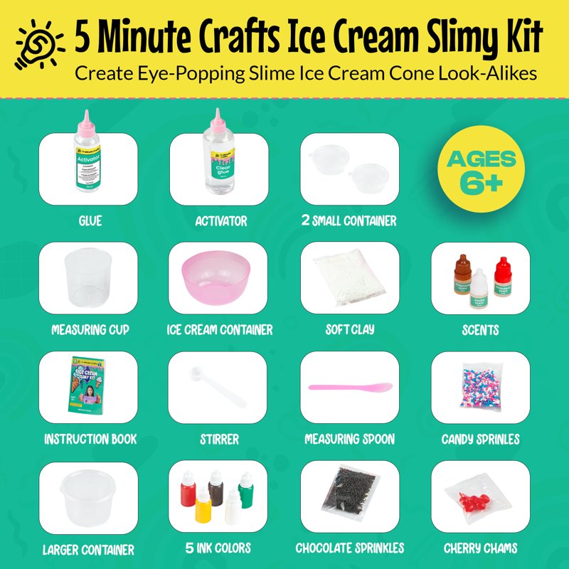 Kids Ice Cream Slime Craft Kit - Pretend Play Food Set for Ages 6+