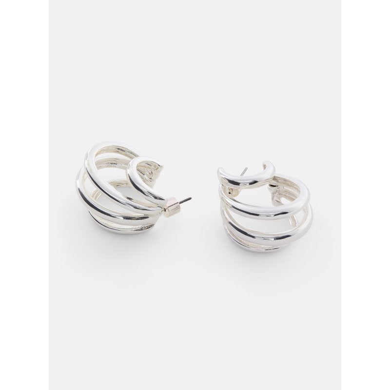 Multi Band Sculpted Hoop Earrings for Women - Silver & Gold Options