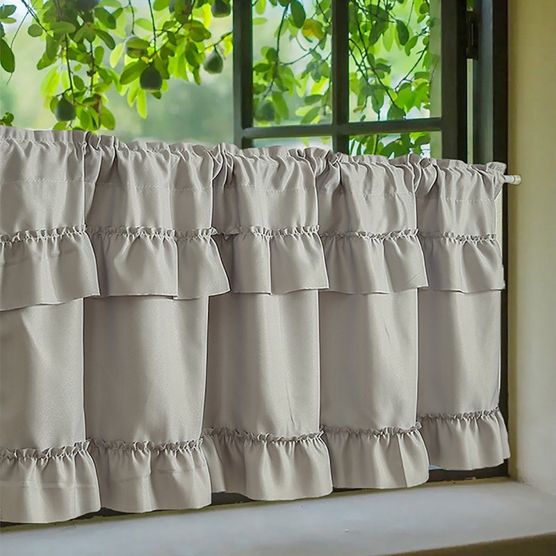 Blackout Window Valances for Living Room Bedroom Bathroom - Thermal Insulated, Rustic Style, Rod Pocket, 39x17 Inches