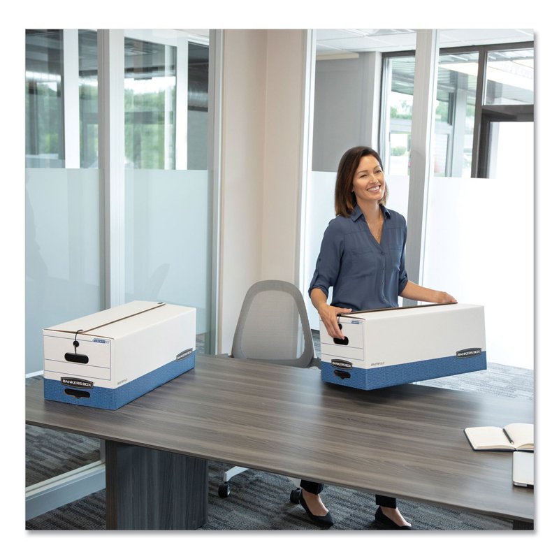 Medium-Duty Storage File Boxes - 12.25 x 16 x 11 Inches, White/Blue, 4 Pack
