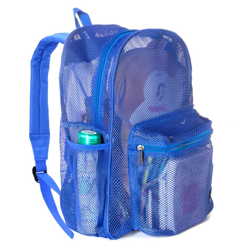 Unisex Mesh Backpack Student Bookbag Large Zipper School Daypack - Royal Blue