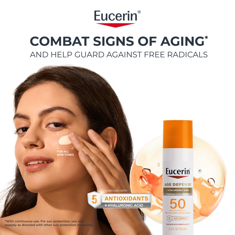 SPF 50 Face Sunscreen Lotion with Hyaluronic Acid - Youthful Skin Support