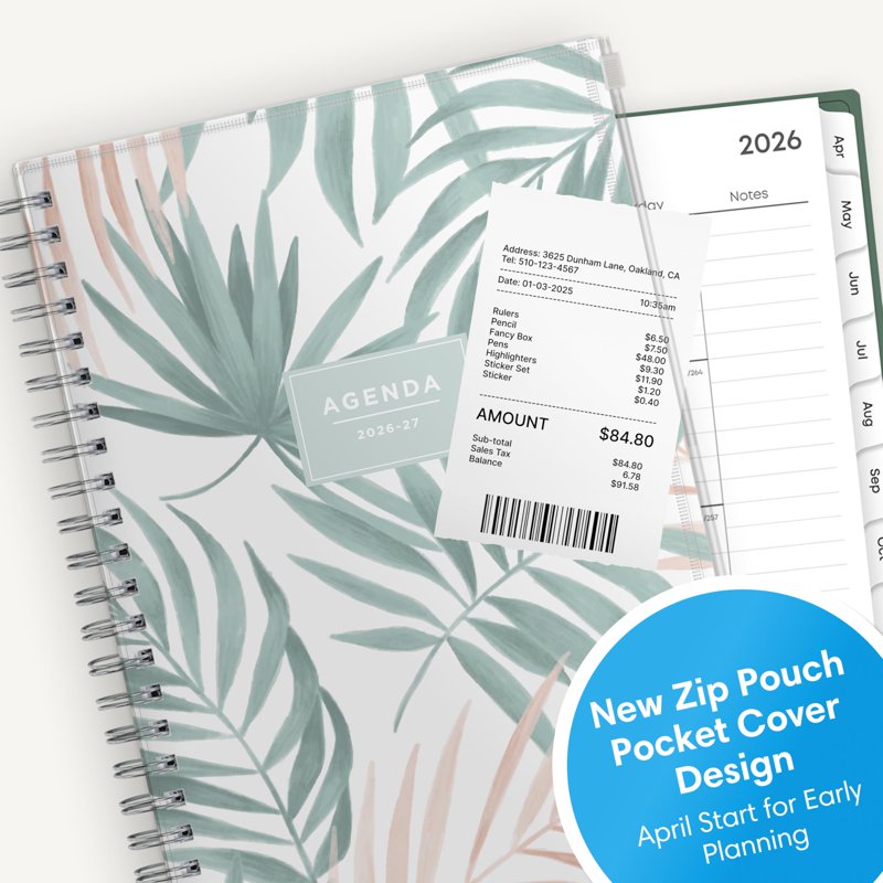 Academic Year Planner Calendar 2026-2027, 15 Months, 5x8 Inch Portable Weekly & Monthly Organizer with Zip Pouch