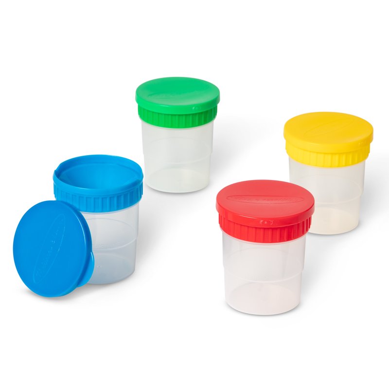 Spill-Proof Paint Cups Set - 4 Dishwasher-Safe Art Storage Containers