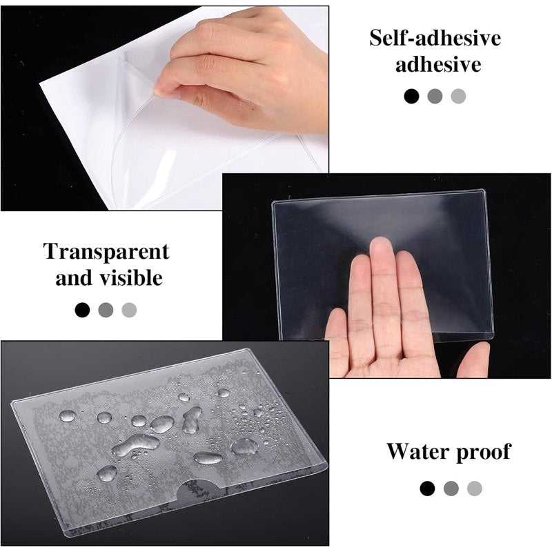 44-Pack 3x5 Inch Clear Adhesive Label Holders for Storage Bins & Shelves
