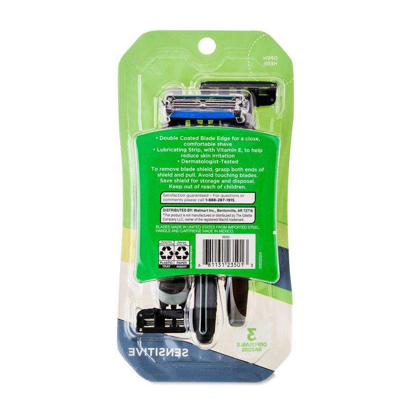 Disposable Razors for Men - 3-Blade Sensitive Shaving Razors, Pack of 3