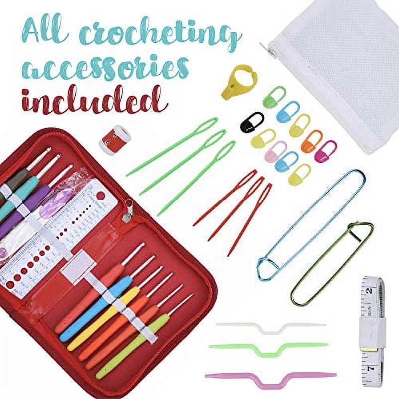 Multicolor Crochet Kit for Adults & Beginners with 24 Acrylic Yarn Balls and Accessories