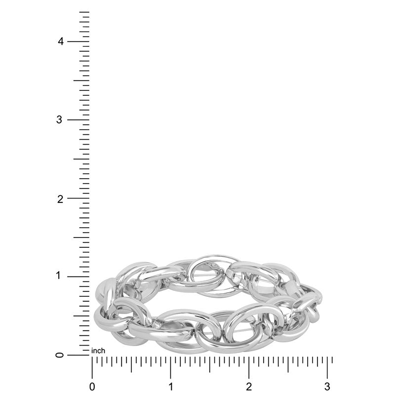 Women’s Interlocking Link Bracelet - Modern Silver-Tone Jewelry Accessory
