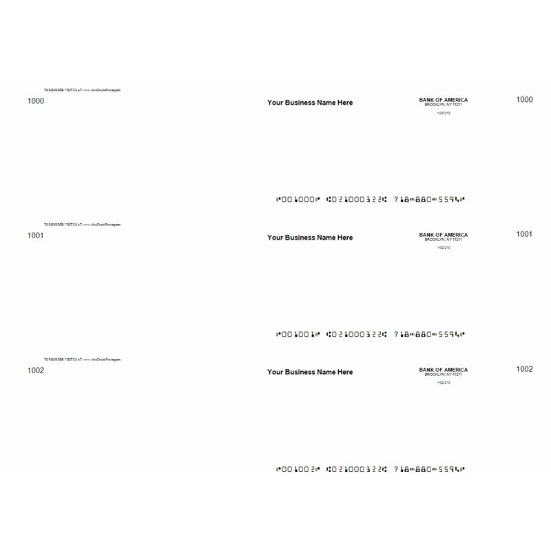 Business Checks with Stub Voucher - Blue 500-Pack, 3 Checks per Page