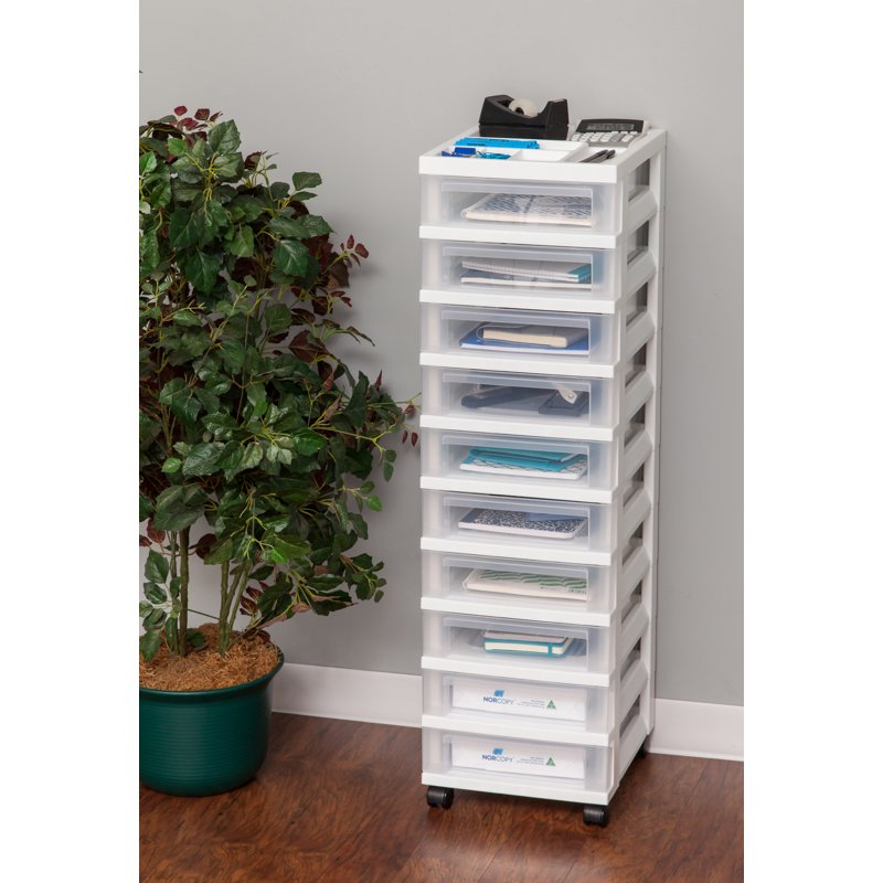 Rolling Plastic Storage Cart with Drawers for Classroom and Home Organization