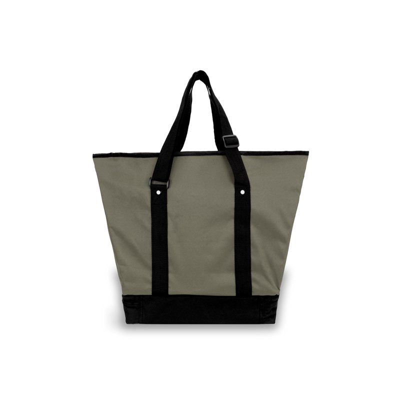 Unisex Deluxe Shopping Tote Bag with Water Bottle Holder and Bottom Compartment