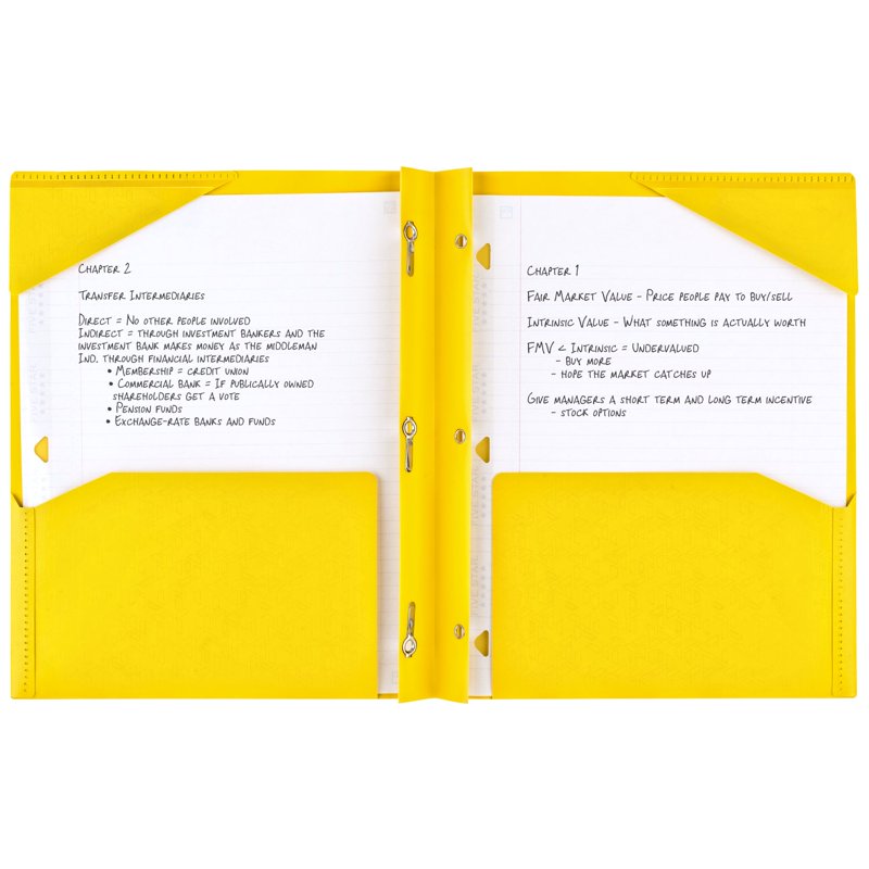 Stay-Put Plastic and Prong Folder for School, Water-Resistant Organizer
