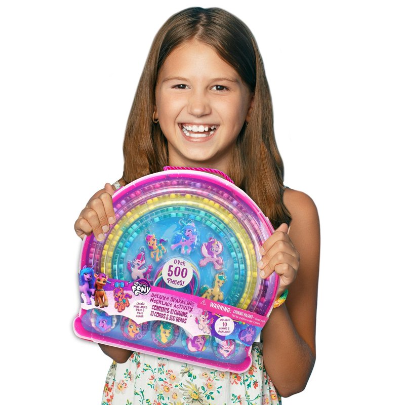 Deluxe Sparkling Necklace Activity Set for My Little Pony - Pink-Sky Blue Variation, 10 Charms Ages 3+