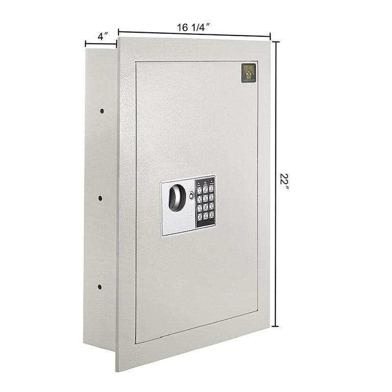 Wall Safe with Digital Keypad and Manual Override Keys - Concealed Security Safe for Home & Business
