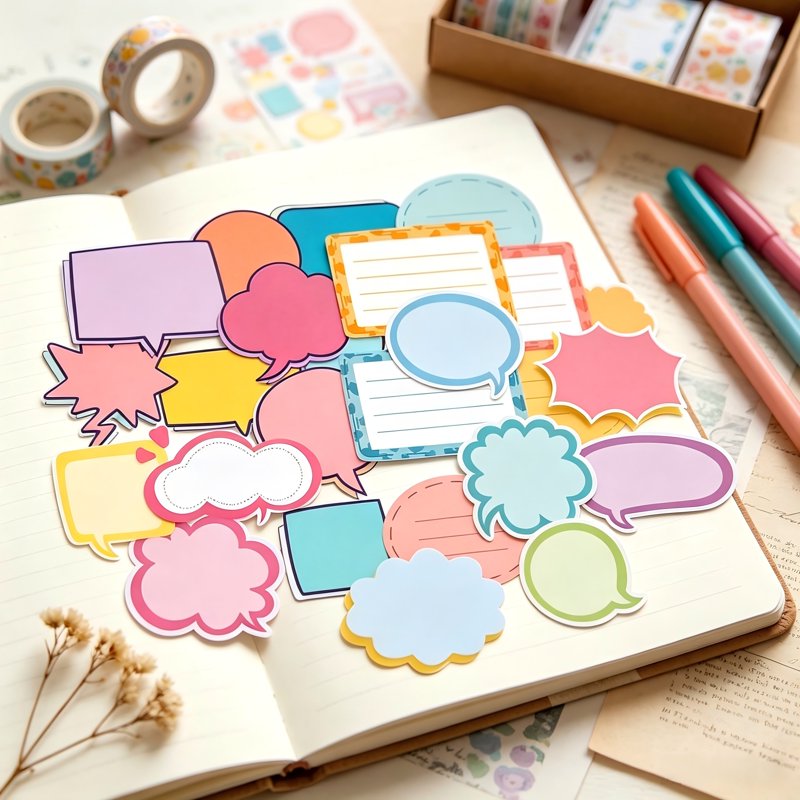 Colorful Thought & Speech Bubble Sticker Labels for Scrapbooking and Planners - 250 Pcs Set, 25 Designs
