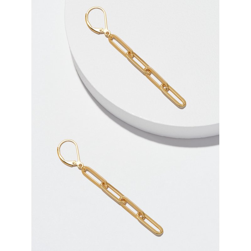 18K Gold Over Sterling Silver Paperclip Earrings with Leverback Closure