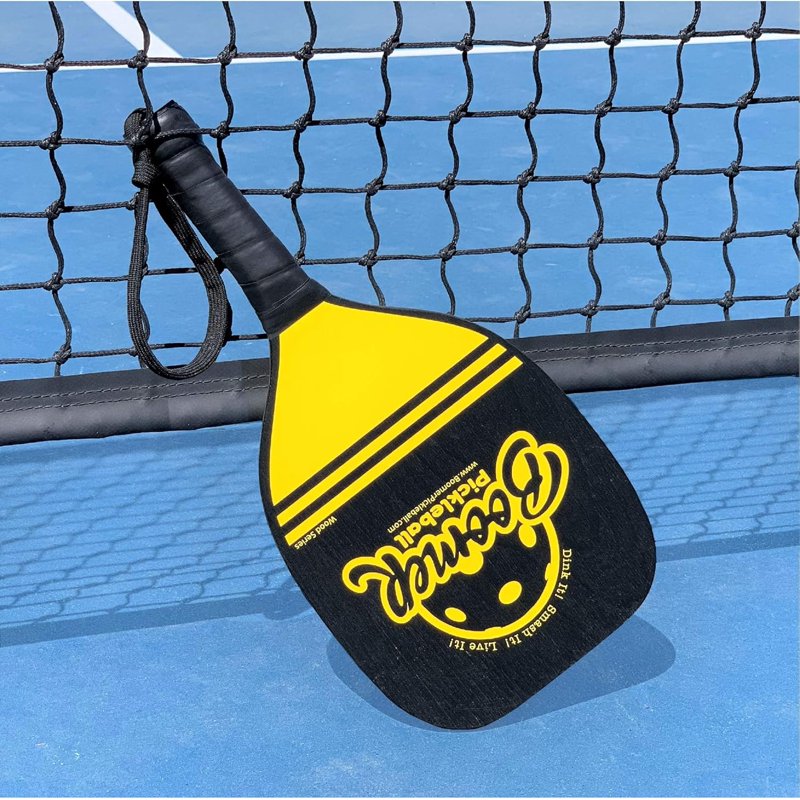 Boomer Wood Series Pickleball Paddle 7-Ply Maple with Cushion Grip & Wrist Strap — Smash Black