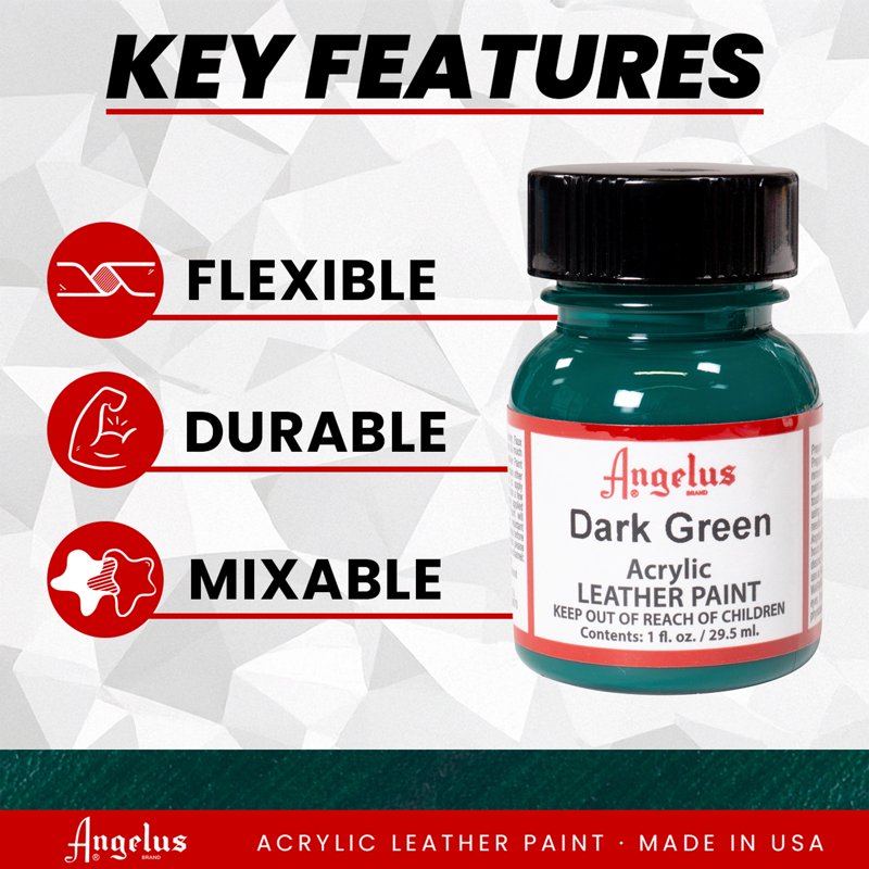 Acrylic Leather Paint - Dark Green, 1 oz. for Shoes & Accessories