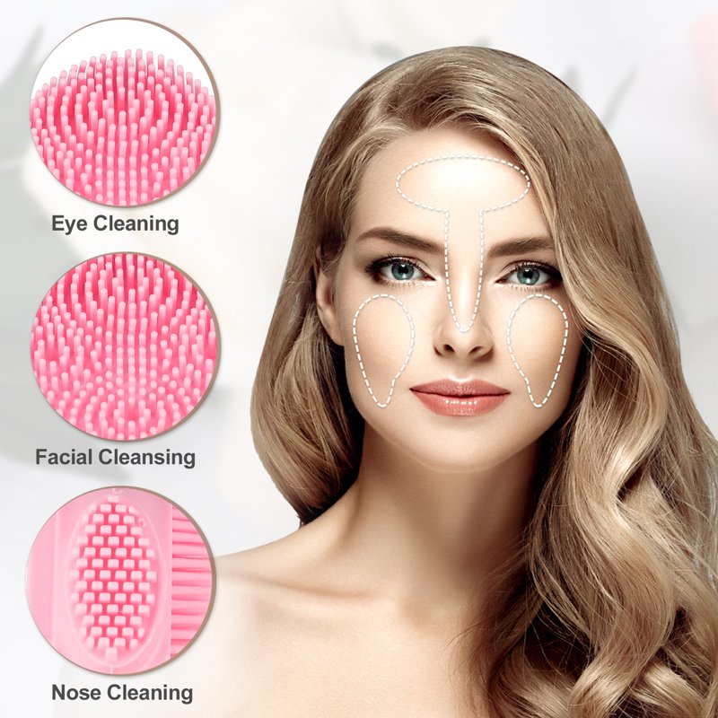Pink Silicone Facial Cleansing Brush - Multifunction Face Scrubber (Variation: Pink)