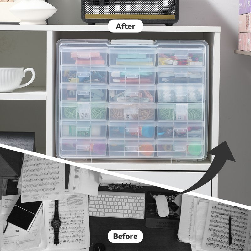 Stackable Plastic Storage Boxes 18 Pack Small Clear Hobby Organizer Containers