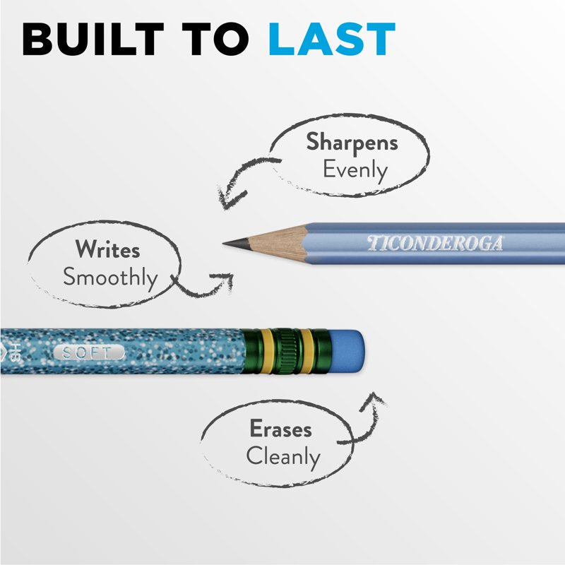 Pre-Sharpened Wooden Pencils - Assorted Arctic Blue & Metallic Colors, 150 Count