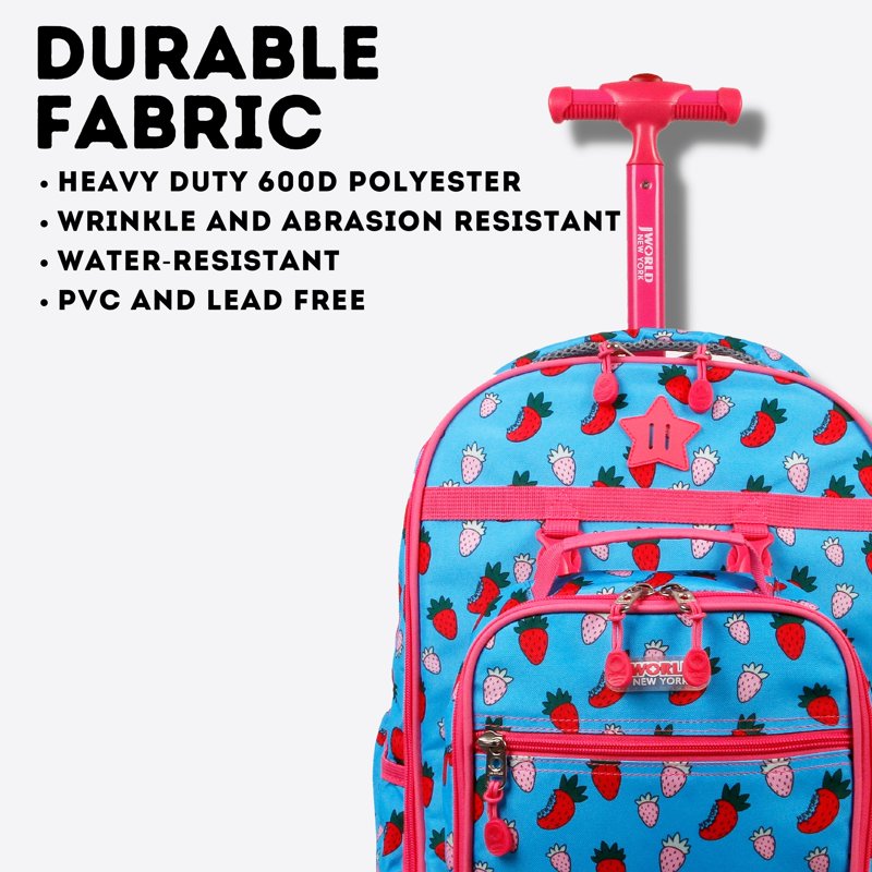 Kids Rolling Backpack with Detachable Lunch Box Set - School Bag for Girls