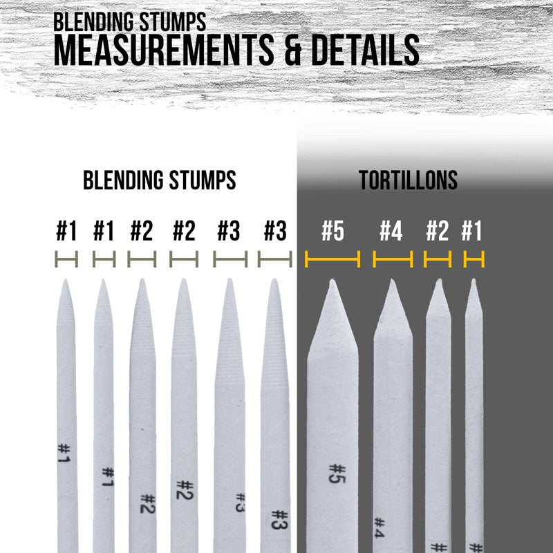 Artist Blending Stumps and Tortillons Set for Pencil Charcoal Pastel Drawing
