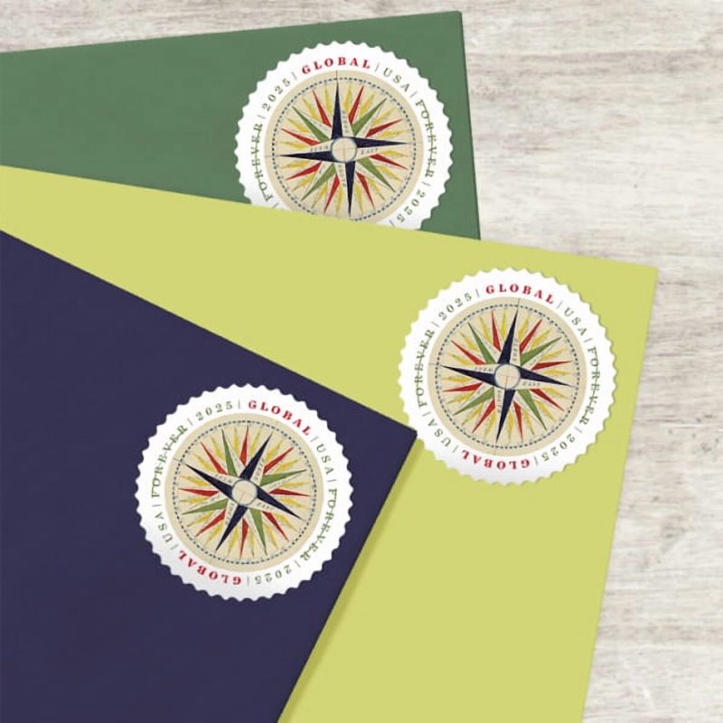 USPS Compass Rose International Postage Stamp Sheet of 10 - Global First Class