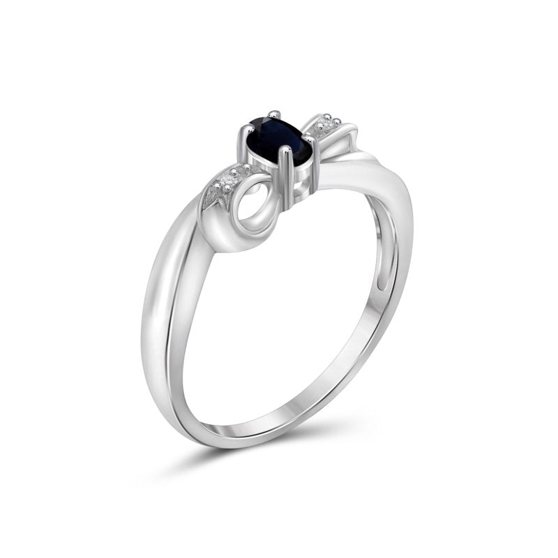Sterling Silver Sapphire Birthstone Ring with Diamonds for Women
