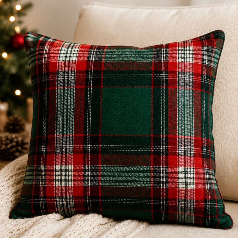 Red Green Plaid Flannel Fabric 1.5 Yards - Cotton for Crafts & Sewing