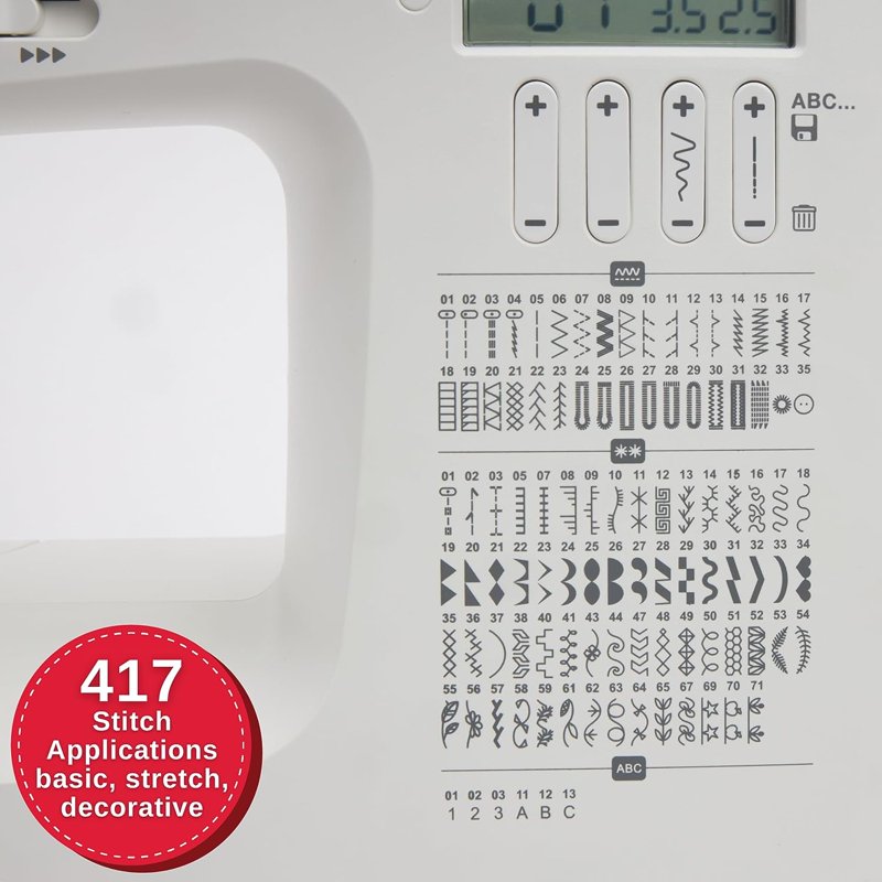 Computerized Sewing Machine with 417 Stitch Options, LCD Screen, Extension Table