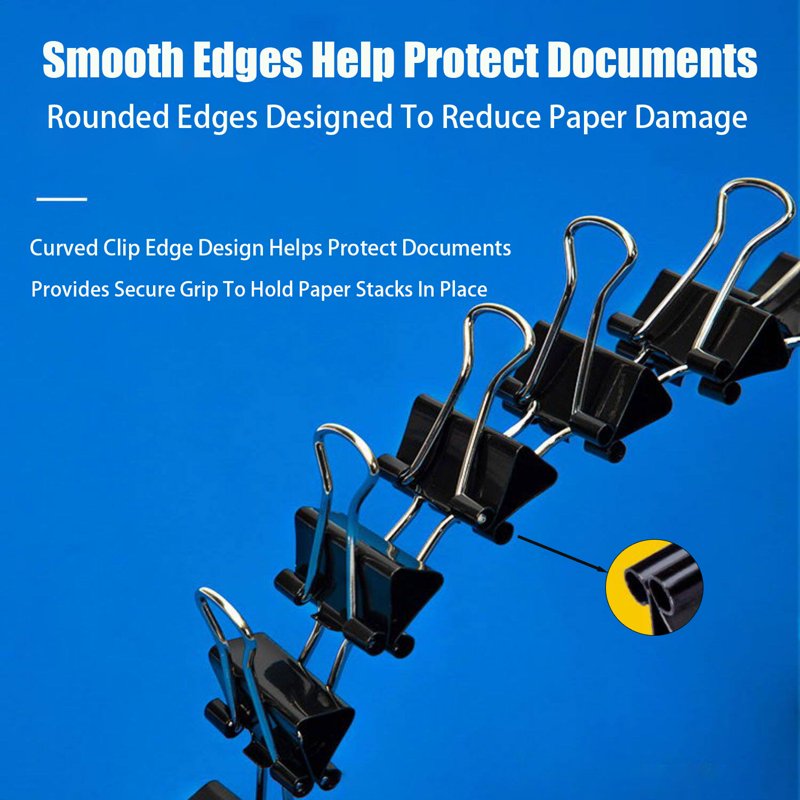 Heavy Duty Binder Clips Set 200 Pieces in 6 Sizes for Office & Home Organization