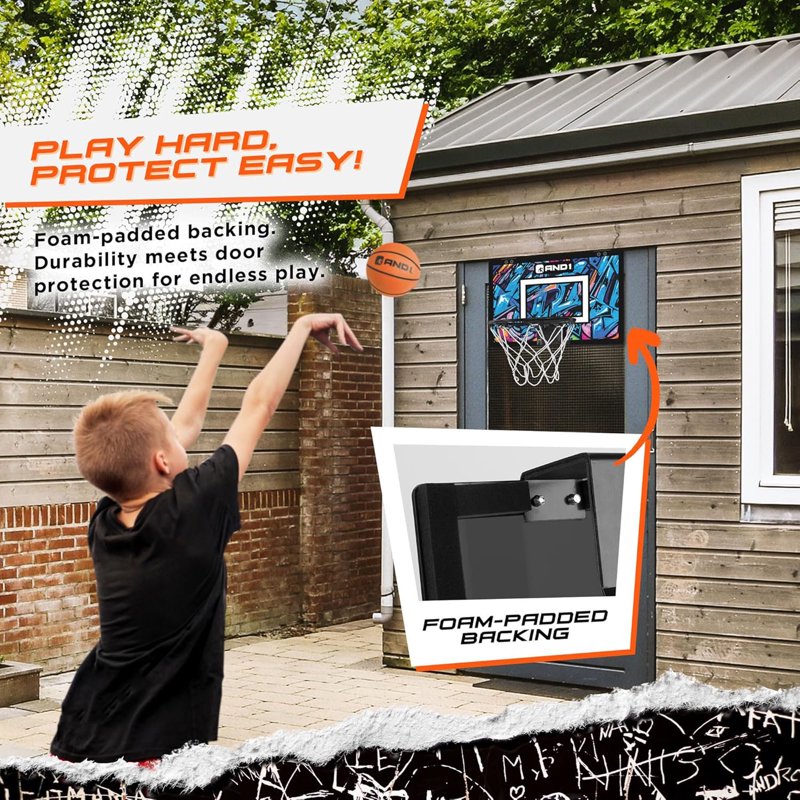 Over the Door Mini Basketball Hoop Set - Shatterproof Backboard, Balls & Pump