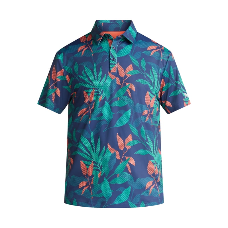 Birdie Bound Men’s & Big Men’s Novelty Golf Polo - Tropical Medieval Blue, L