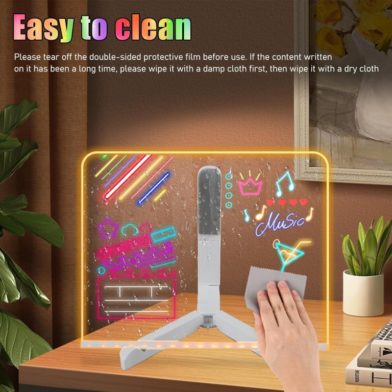 LED Drawing Board for Kids 11.8 x 7.9-inch Light Up Acrylic Message Board with Markers