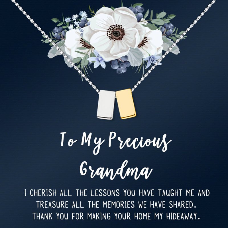 Mother's Day Gift Necklace for Grandmother - Silver & Gold Cube or Rings