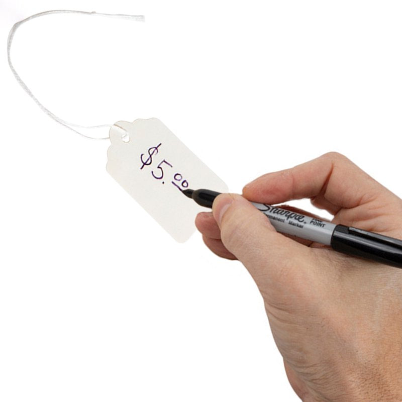 White Card-Stock Merchandise Tags with Strings - 2.25x1.45 Inch, Pack of 500