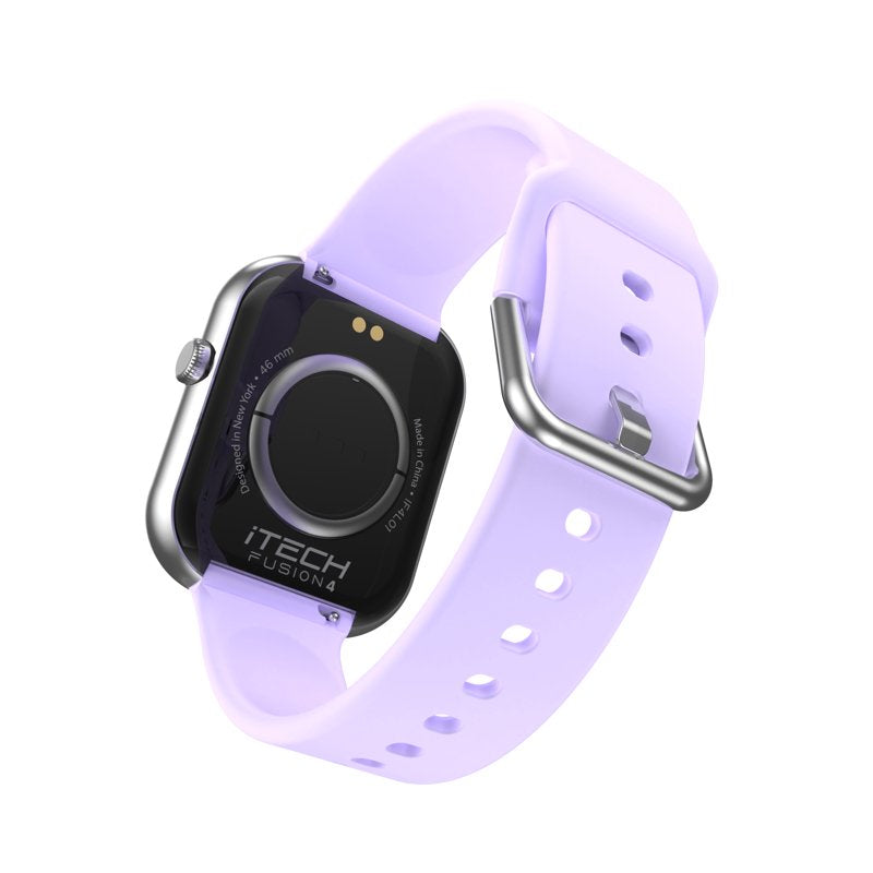 Unisex Rectangular Smart Watch with Silicone Strap - Fitness, Health & Notifications