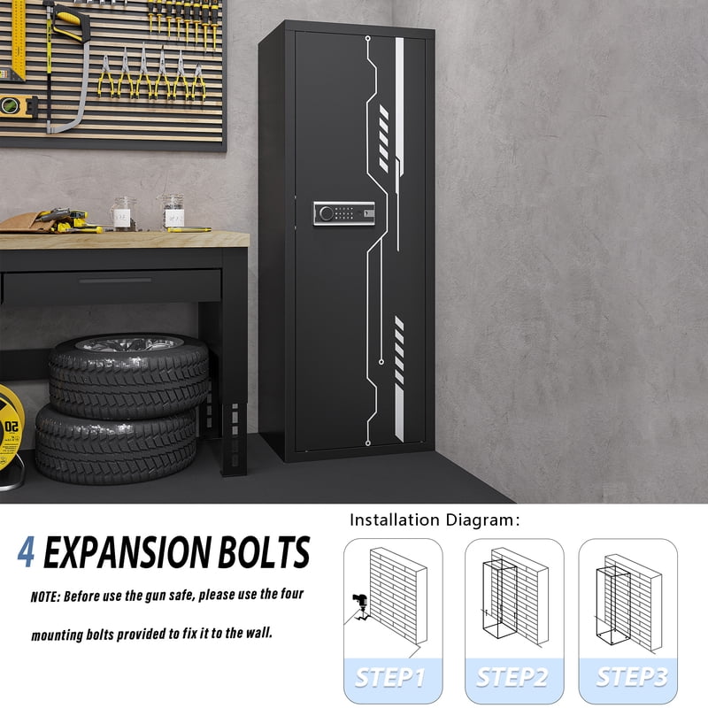 8-12 Rifle Gun Safe with Removable Shelf & Rifle Rack - Secure Storage Cabinet