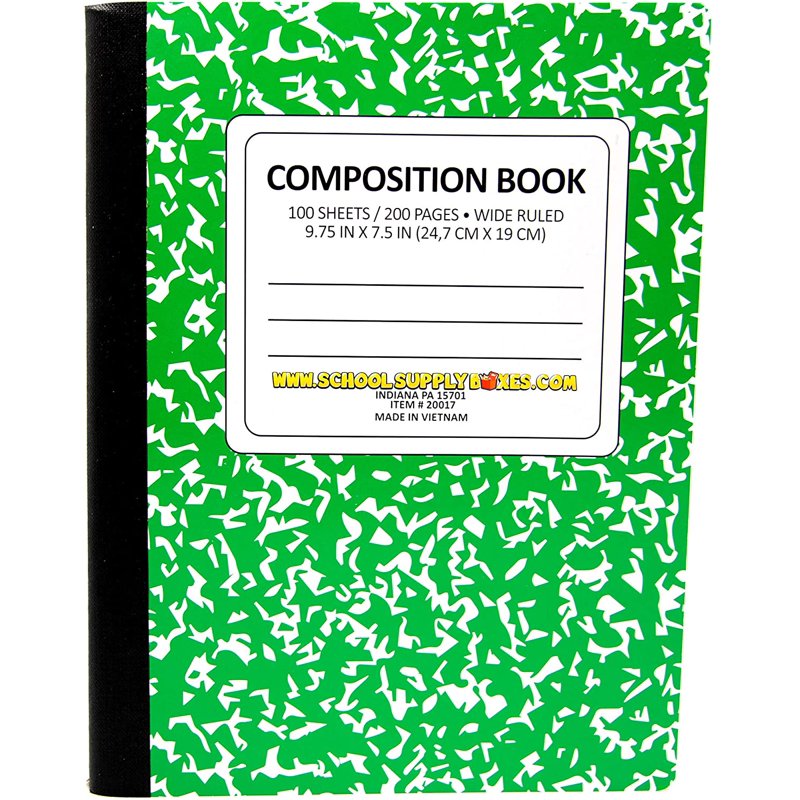 School Supply Composition Books 5-Pack Wide & College Ruled Notebooks