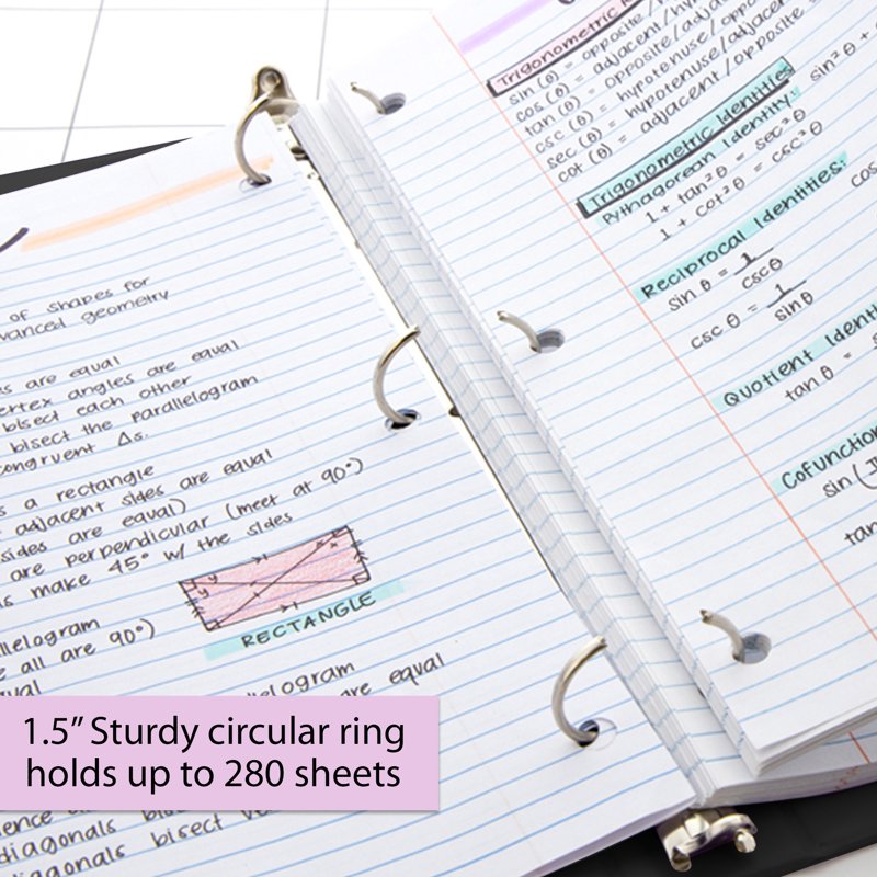 3-Ring View Binder 1.5 Inch - Black, Holds 250 Sheets, Durable Poly Cover