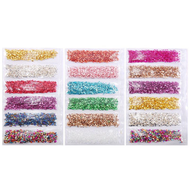 Glitter Irregular Glass Chips for Resin Crafts Jewelry Filling - 6 Colors