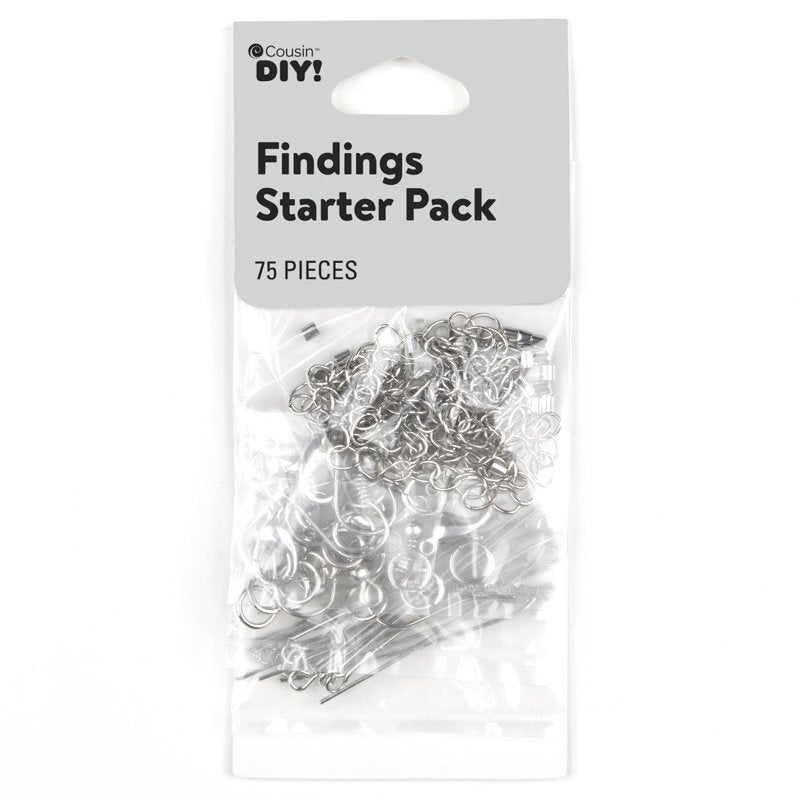 Jewelry Findings Starter Pack - Silver Finish, 75 Pieces for Earrings, Necklaces & Bracelets