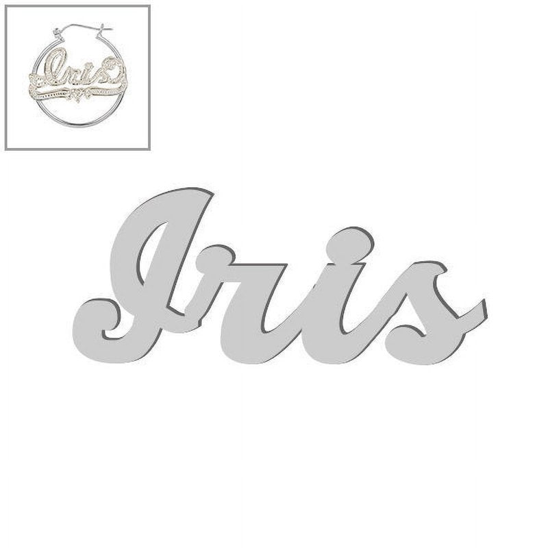 Sterling Silver Personalized Hoop Earrings with Beading & Rhodium Finish